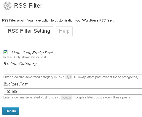 RSS Filter Screenshot